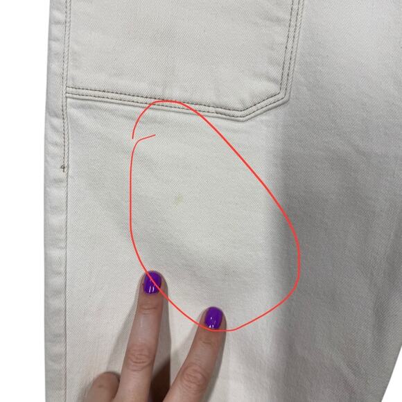 Frame Le Bardot Cropped Flare Leg Jean Ecru 27 Cream Retro Casual Chic Denim - Picture 5 of 10